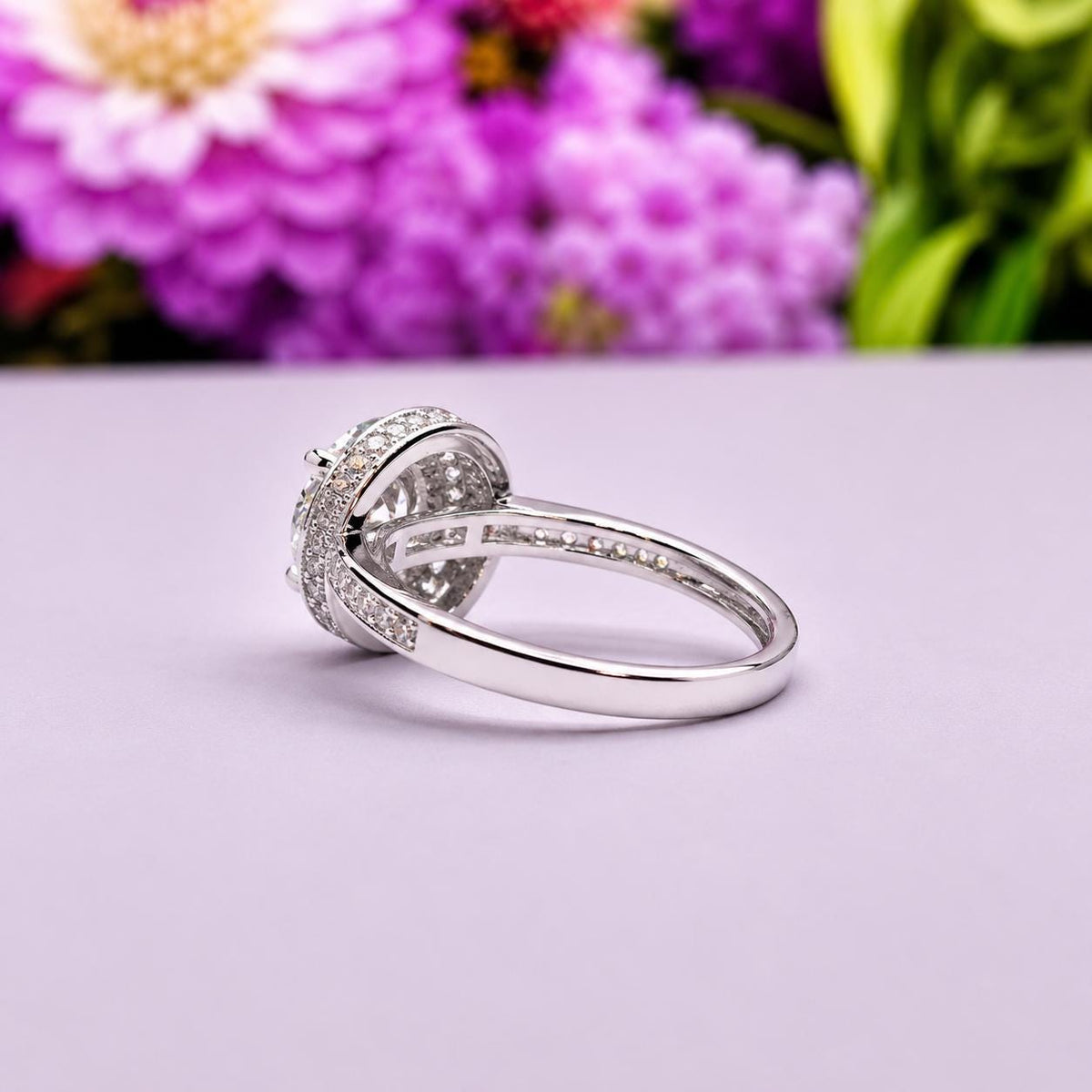 Round Cut 1 Ct Moissanite Diamond Engagement Ring 925 Sterling Silver