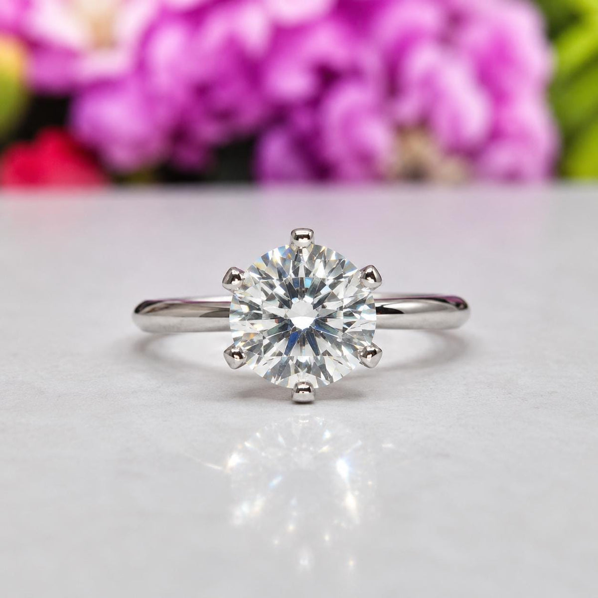 Round 3ct Moissanite Ring 925 Sterling Silver Solitaire Engagement