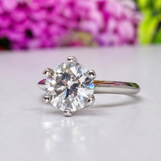 Round 3ct Moissanite Ring 925 Sterling Silver Solitaire Engagement