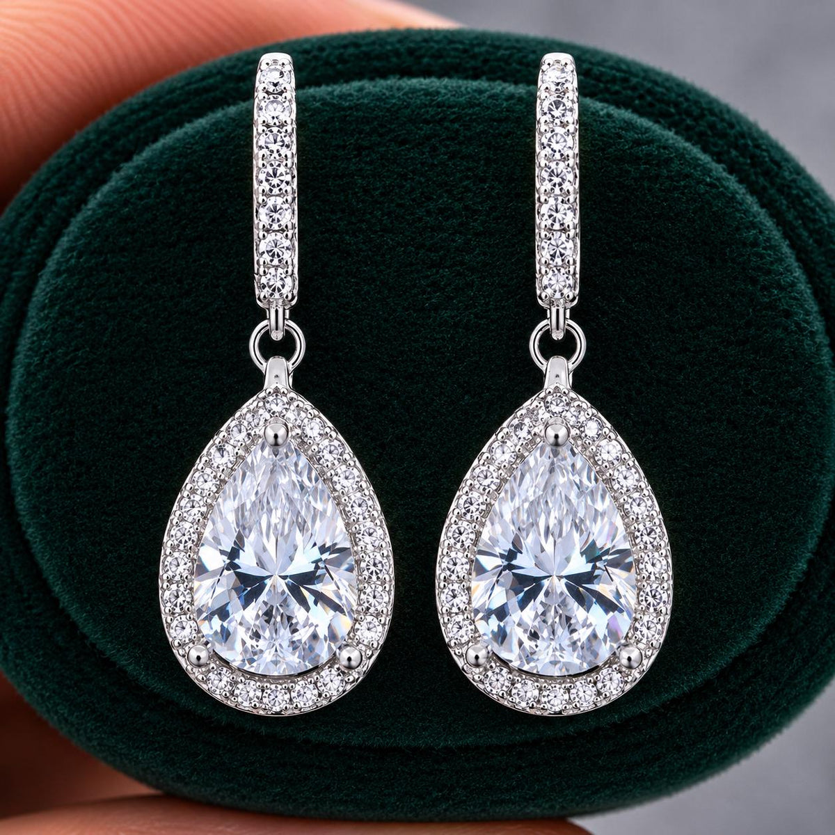 Pear Cut 2 Ct Moissanite Dangle Earrings: 925 Sterling Silver