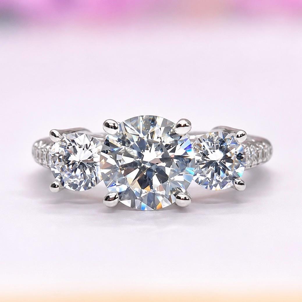 Three Stone 2 Carat Moissanite Ring