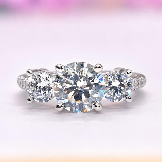 Three Stone 2 Carat Moissanite Ring