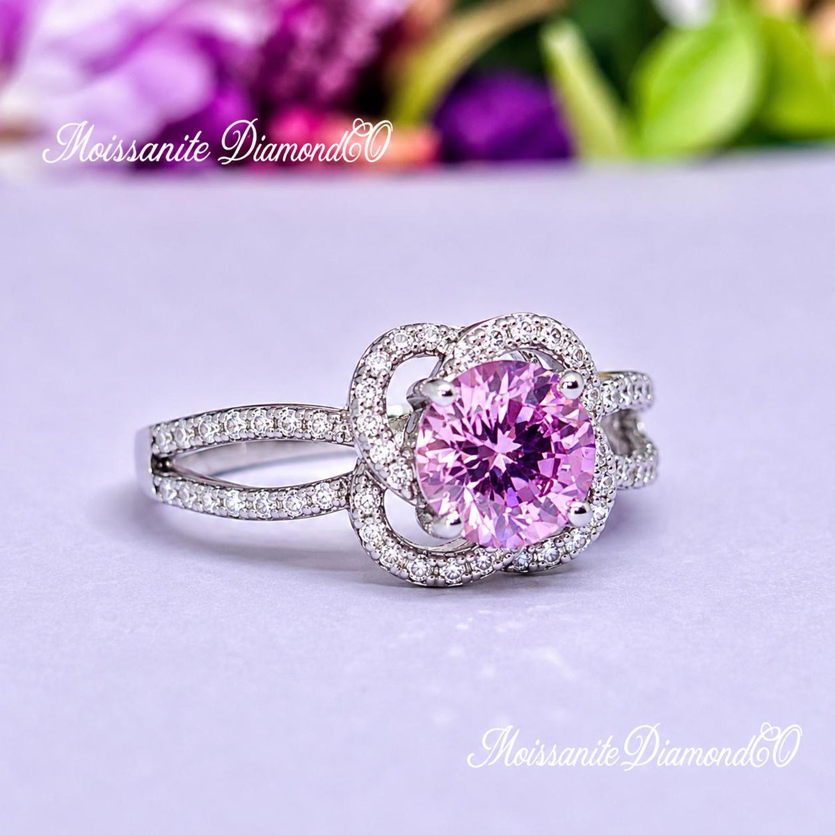 Pink Sapphire Engagement Ring: 925 Sterling Silver, 1 Carat, Wedding Promise Ring