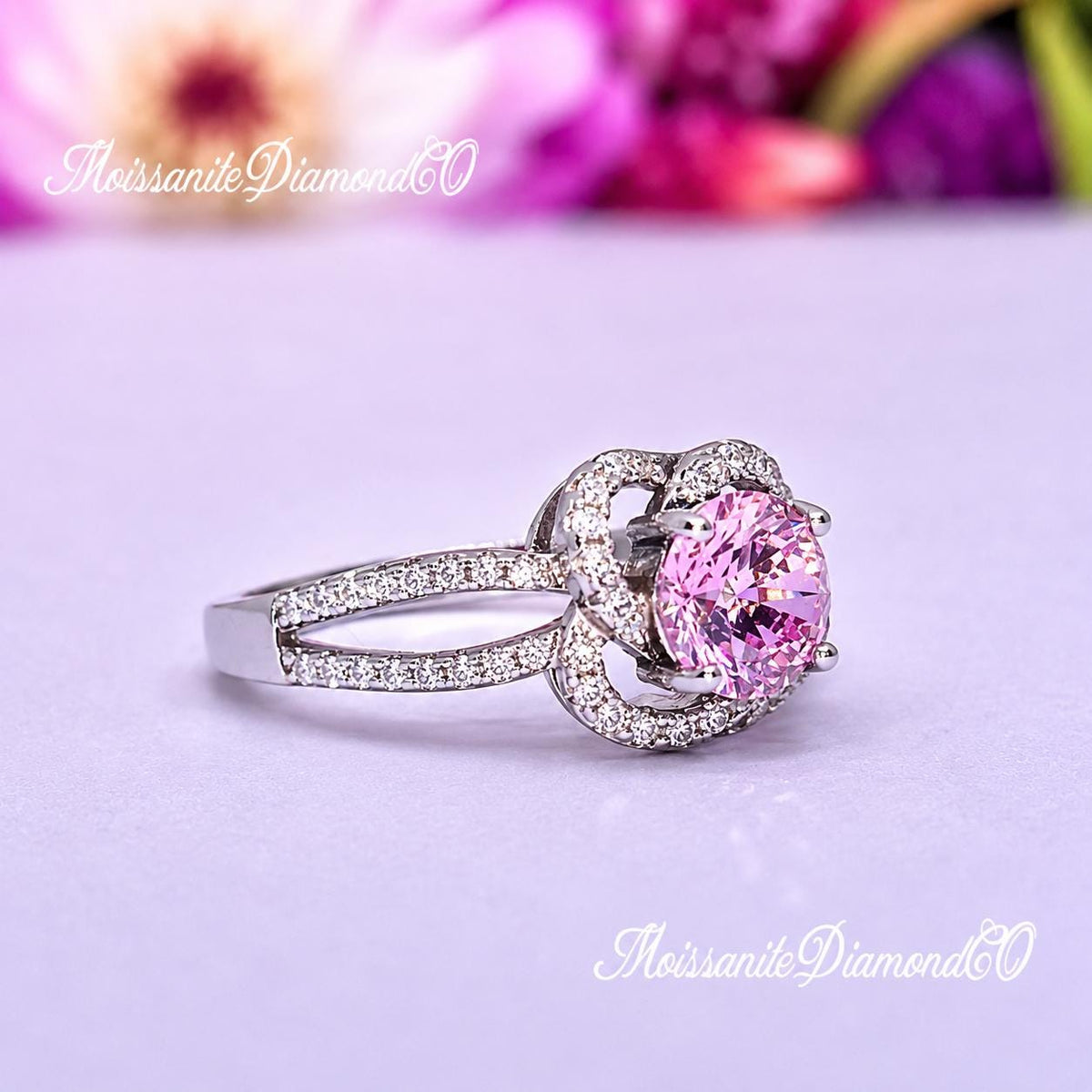 Pink Sapphire Engagement Ring: 925 Sterling Silver, 1 Carat, Wedding Promise Ring