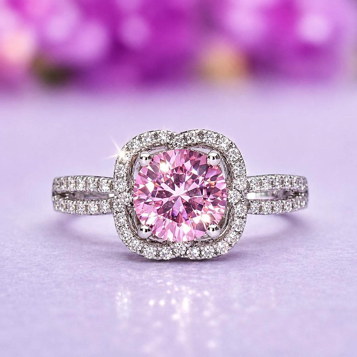 Pink Sapphire Engagement Ring: 925 Sterling Silver, 1 Carat, Wedding Promise Ring