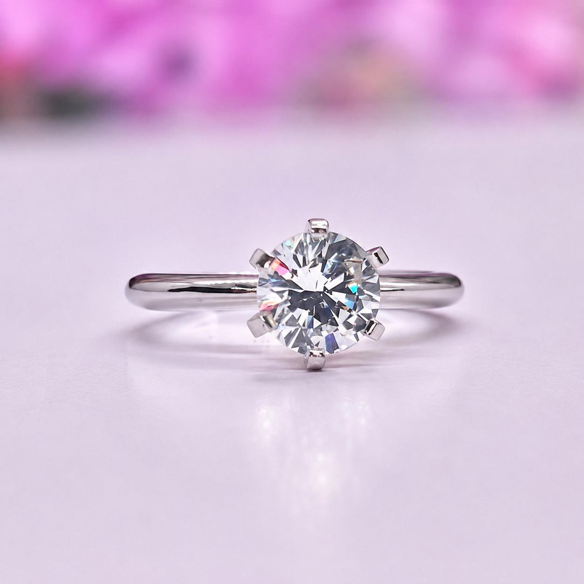 Round Cut 1.25 CT Moissanite Engagement Ring 925 Sterling Silver