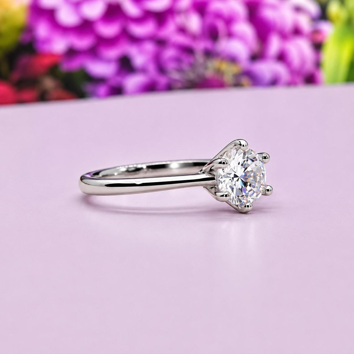 Round Cut 1.25 CT Moissanite Engagement Ring 925 Sterling Silver
