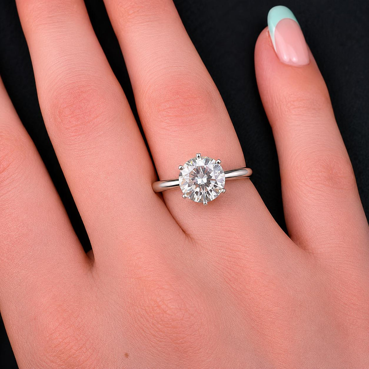 Round Cut 1.25 CT Moissanite Engagement Ring 925 Sterling Silver