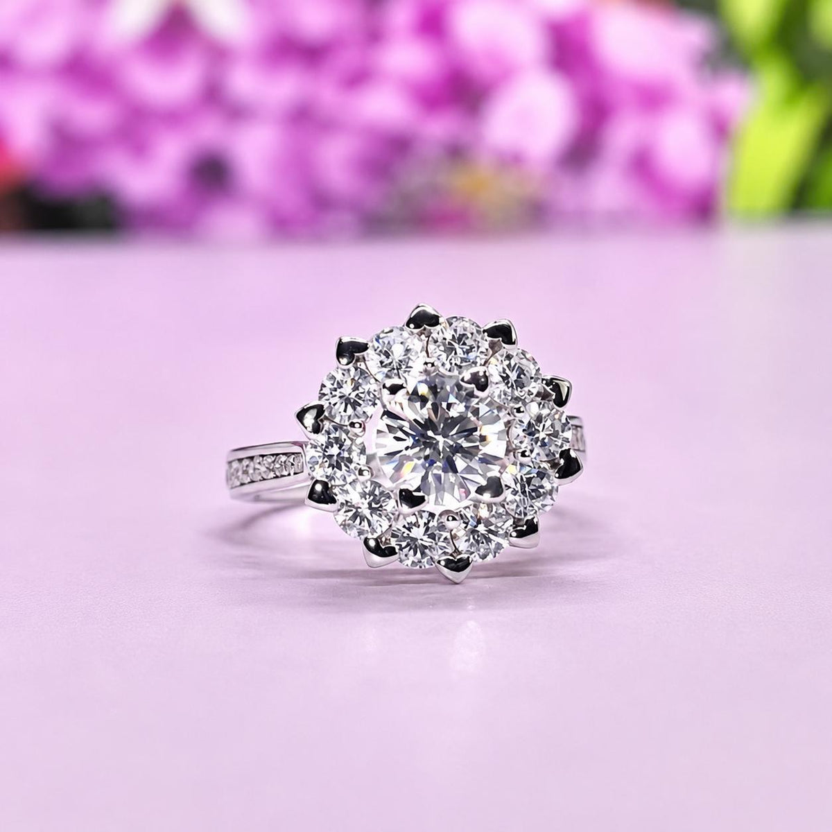 Snowflake 1 CT Moissanite Promise Ring: 925 Sterling Silver