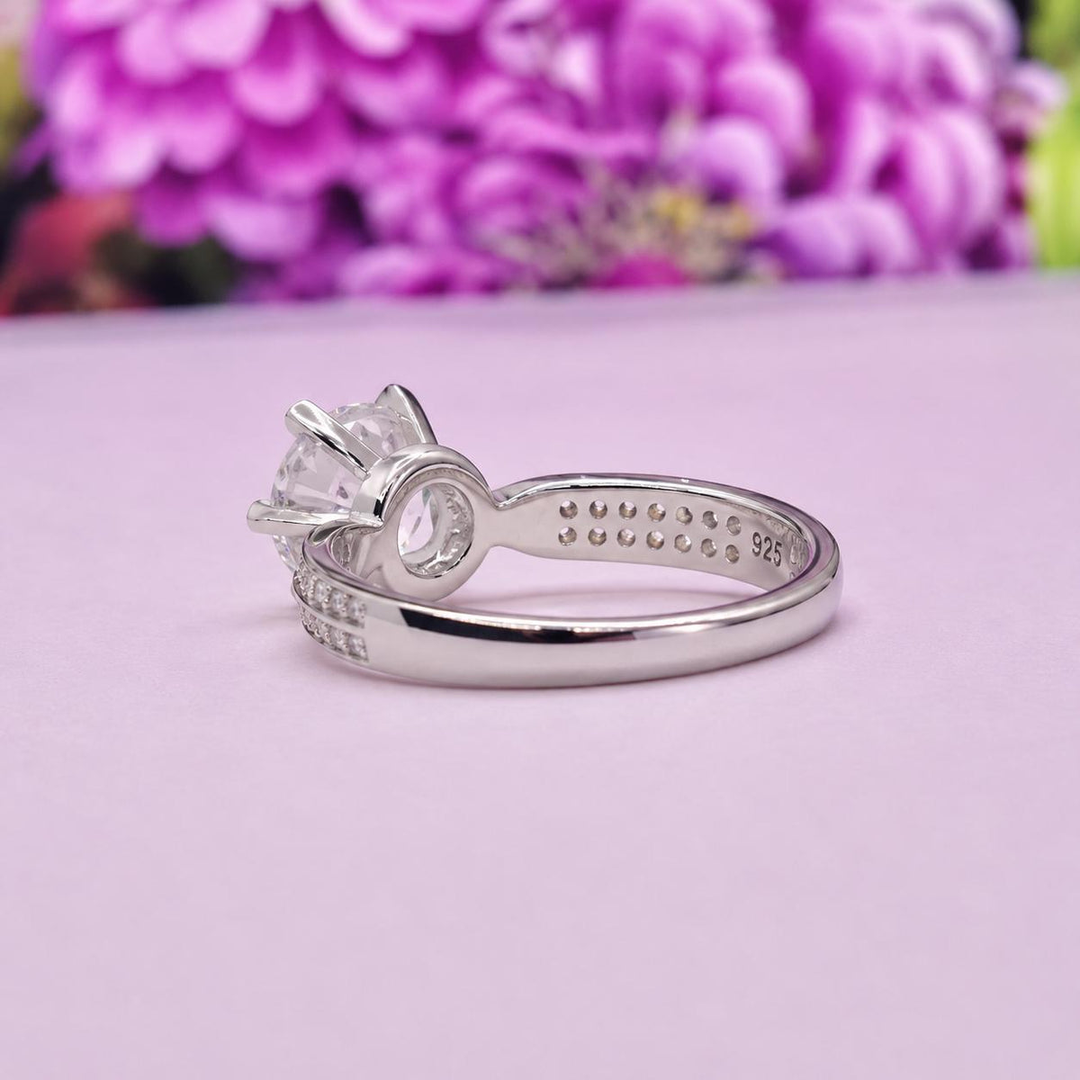 Round Cut 1 CT Moissanite Silver Engagement Ring