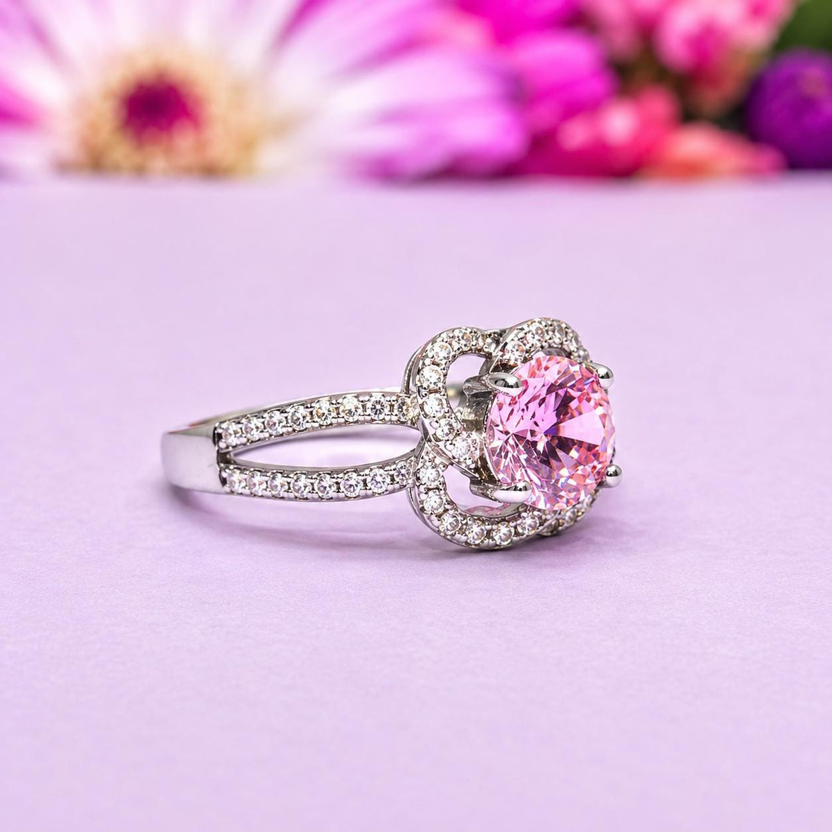 Pink Sapphire Engagement Ring: 925 Sterling Silver, 1 Carat, Wedding Promise Ring