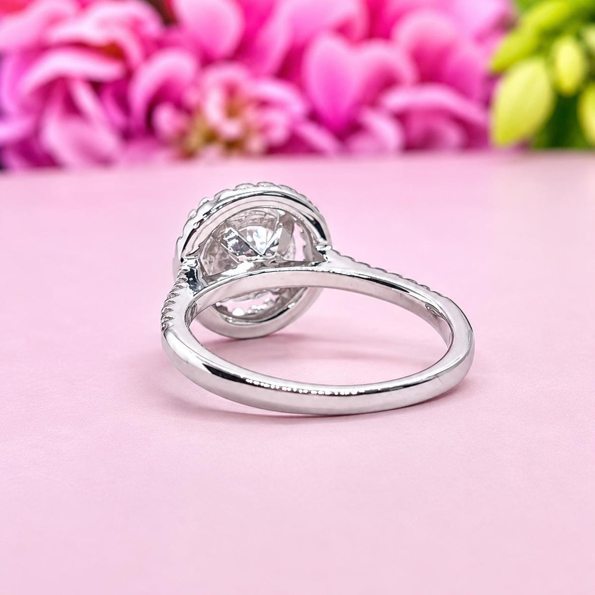 Halo Round Cut 1.5 CT  Moissanite Diamond Engagement Ring Silver Rings
