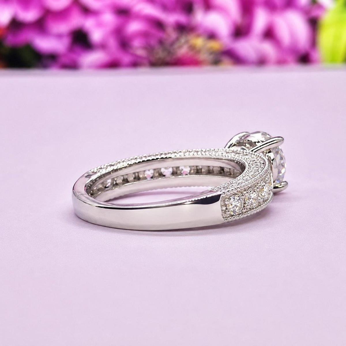 Vintage Style Art Deco 1.25 CT Moissanite Diamond Ring 925 Sterling Silver