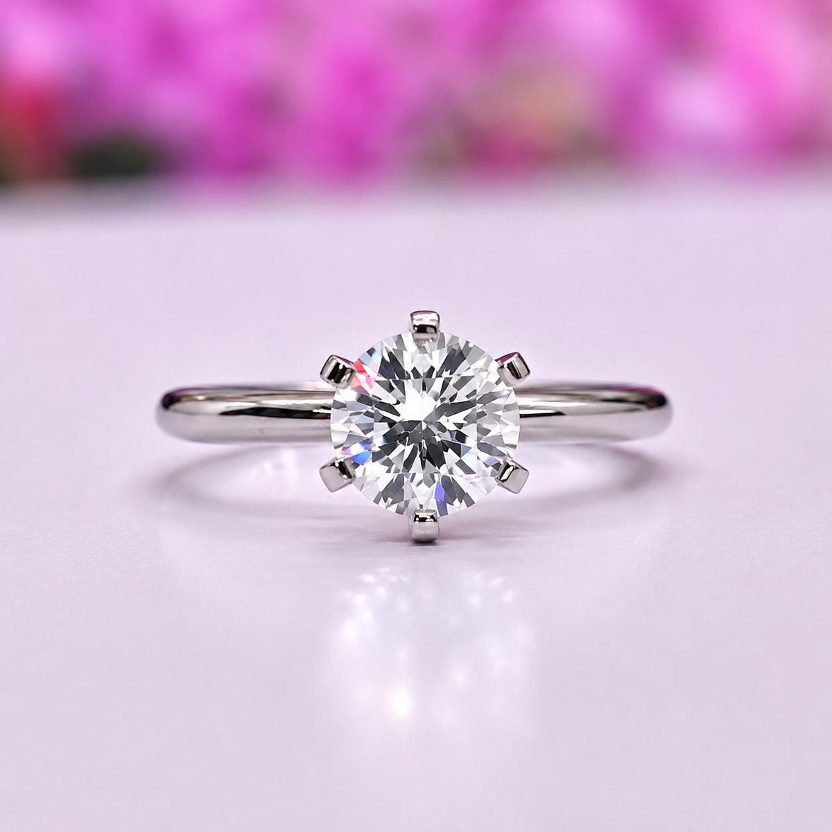 Round Cut 1.25 CT Moissanite Engagement Ring 925 Sterling Silver