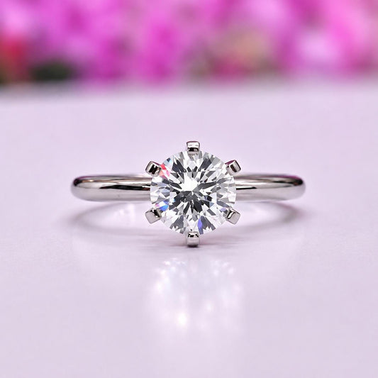 Round Cut 1.25 CT Moissanite Engagement Ring 925 Sterling Silver