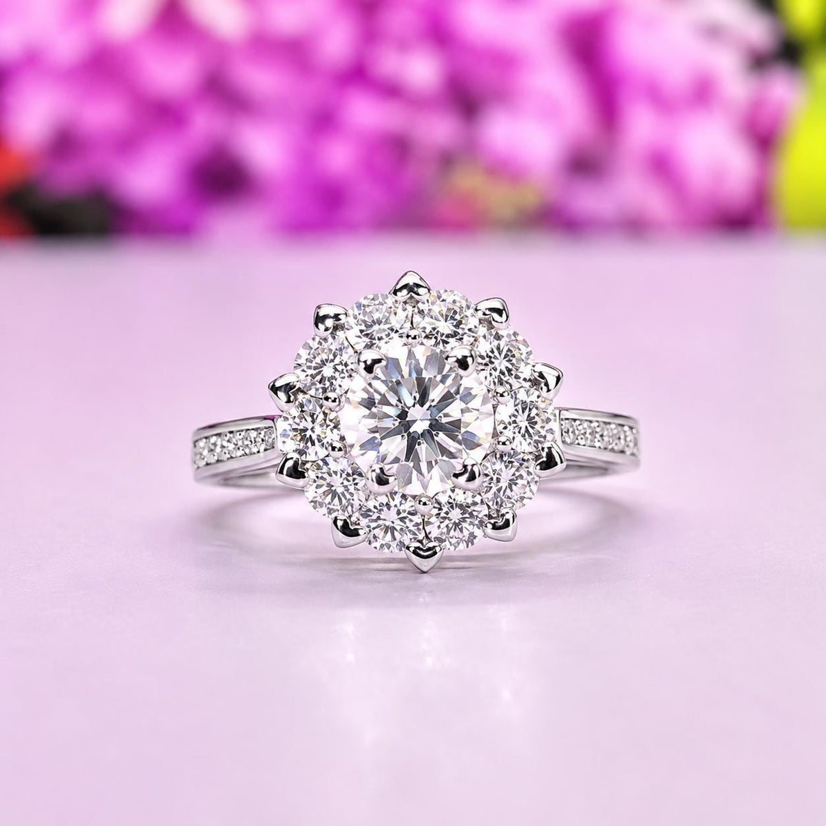 Snowflake 1 CT Moissanite Promise Ring: 925 Sterling Silver