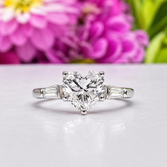 Heart 2 Ct Moissanite Diamond Promise Engagement Ring 925 Sterling Silver