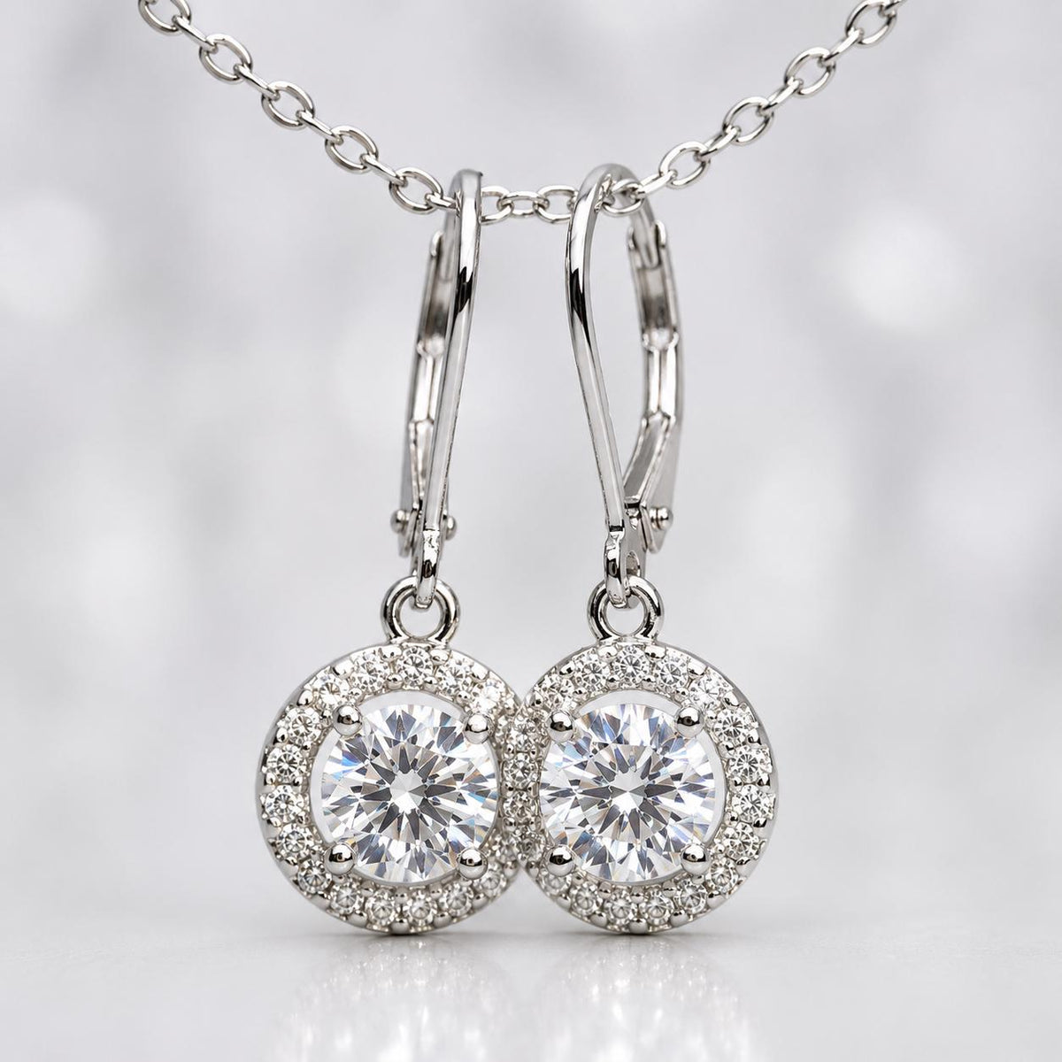 Moissanite Diamond Dangle Earrings: 925 Sterling Silver, Round Cut, 1.5 Carat