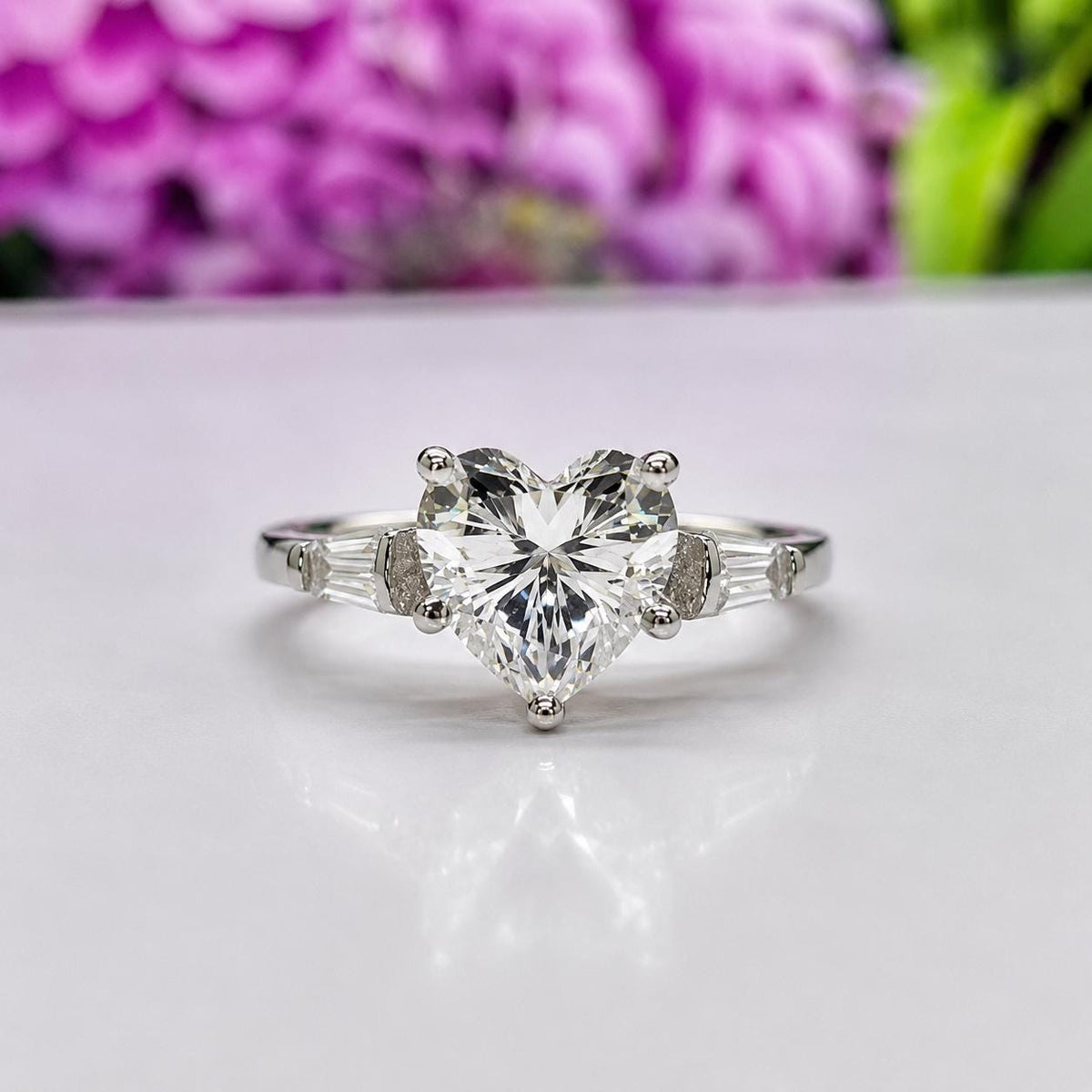 Heart 2 Ct Moissanite Diamond Promise Engagement Ring 925 Sterling Silver