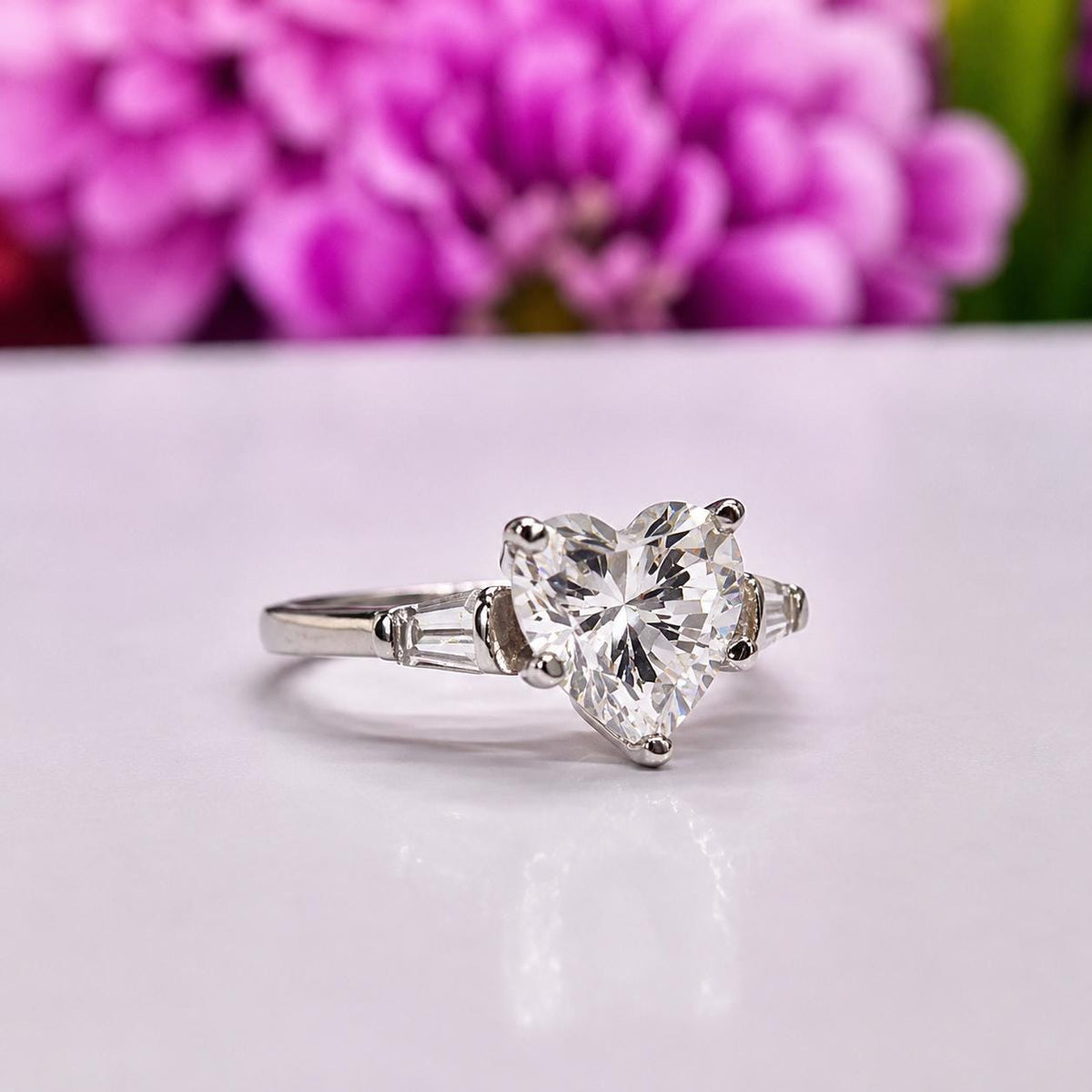 Heart 2 Ct Moissanite Diamond Promise Engagement Ring 925 Sterling Silver