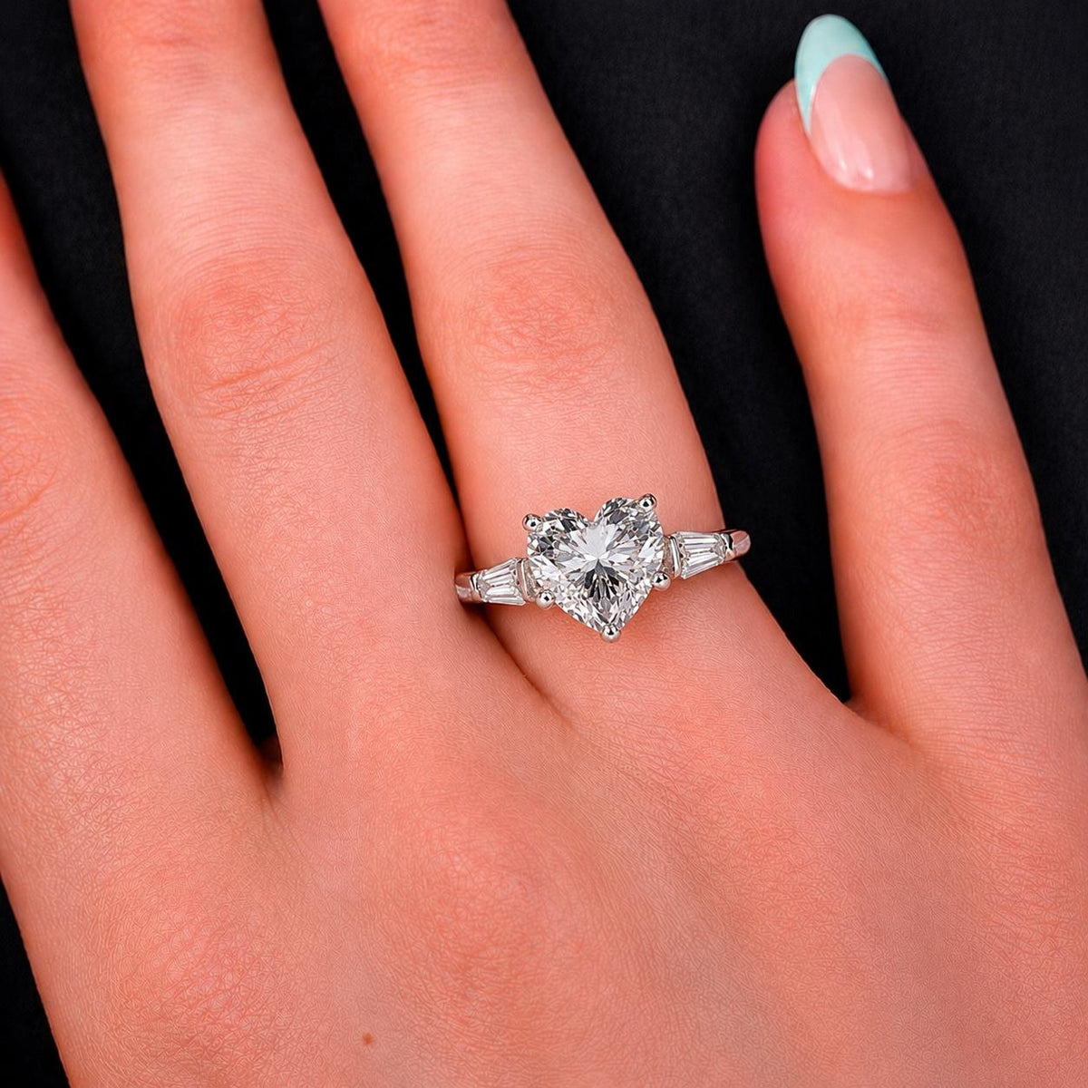 Heart 2 Ct Moissanite Diamond Promise Engagement Ring 925 Sterling Silver