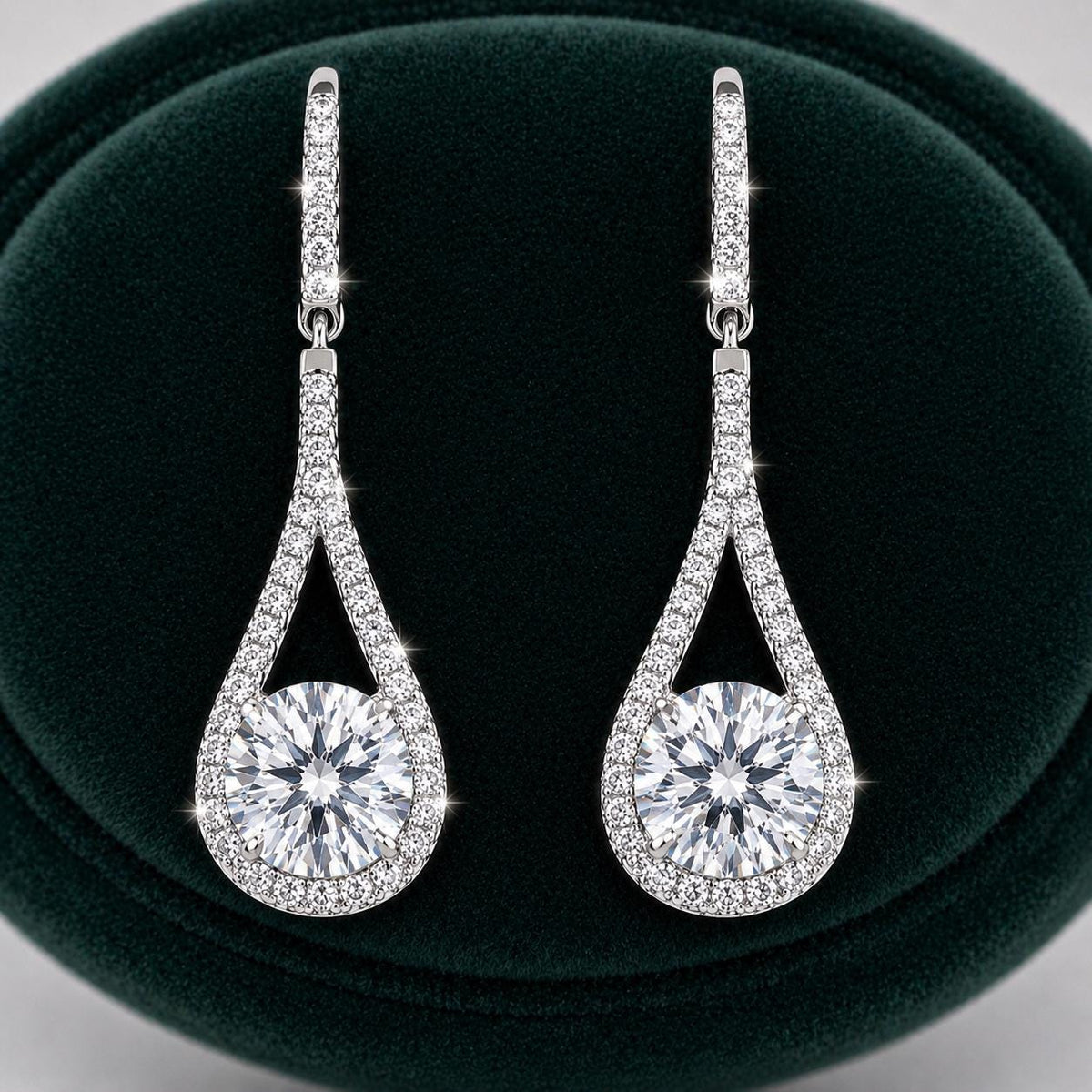 Round Cut 1 Carat VVS  Moissanite Diamond Dangle Drop Earrings 925 Sterling Silver