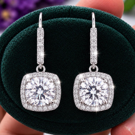 Moissanite Dangle Drop Earrings 2 Carat: 925 Sterling Silver
