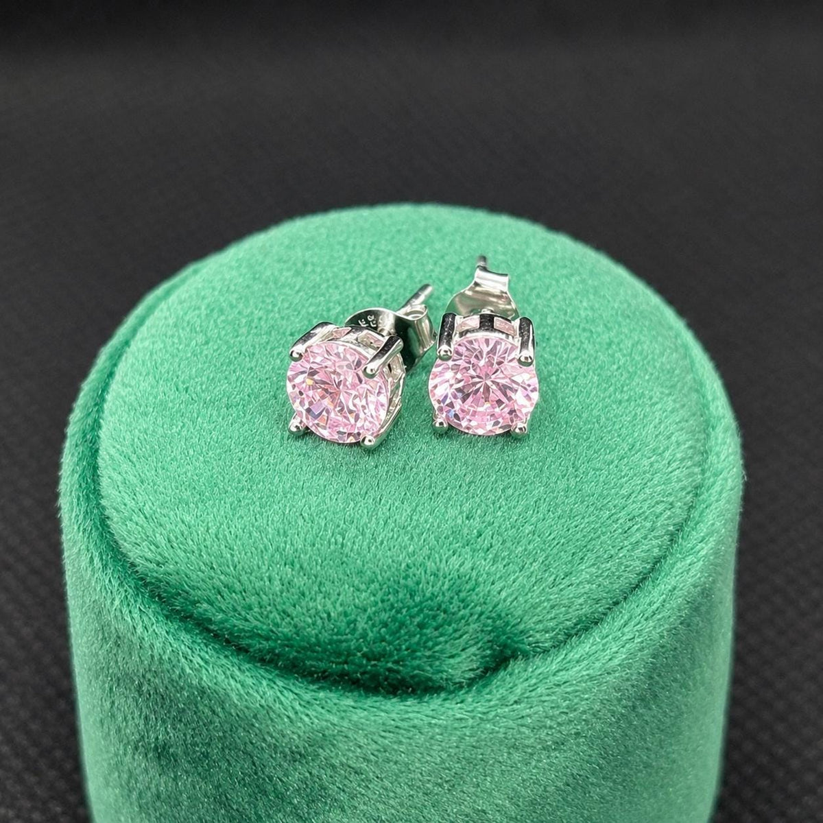 Pink Sapphire Sterling Silver Stud Earrings - 1 Carat, Gift Boxed