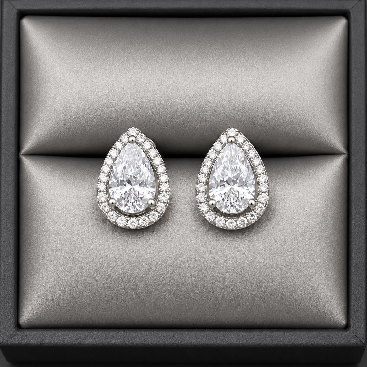 Pear Cut Stud Earrings 4 CT Moissanite Earrings: 925 Sterling Silver