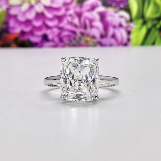 Cushion Cut 6 Ct Moissanite Engagement Ring : 925 Sterling Silver