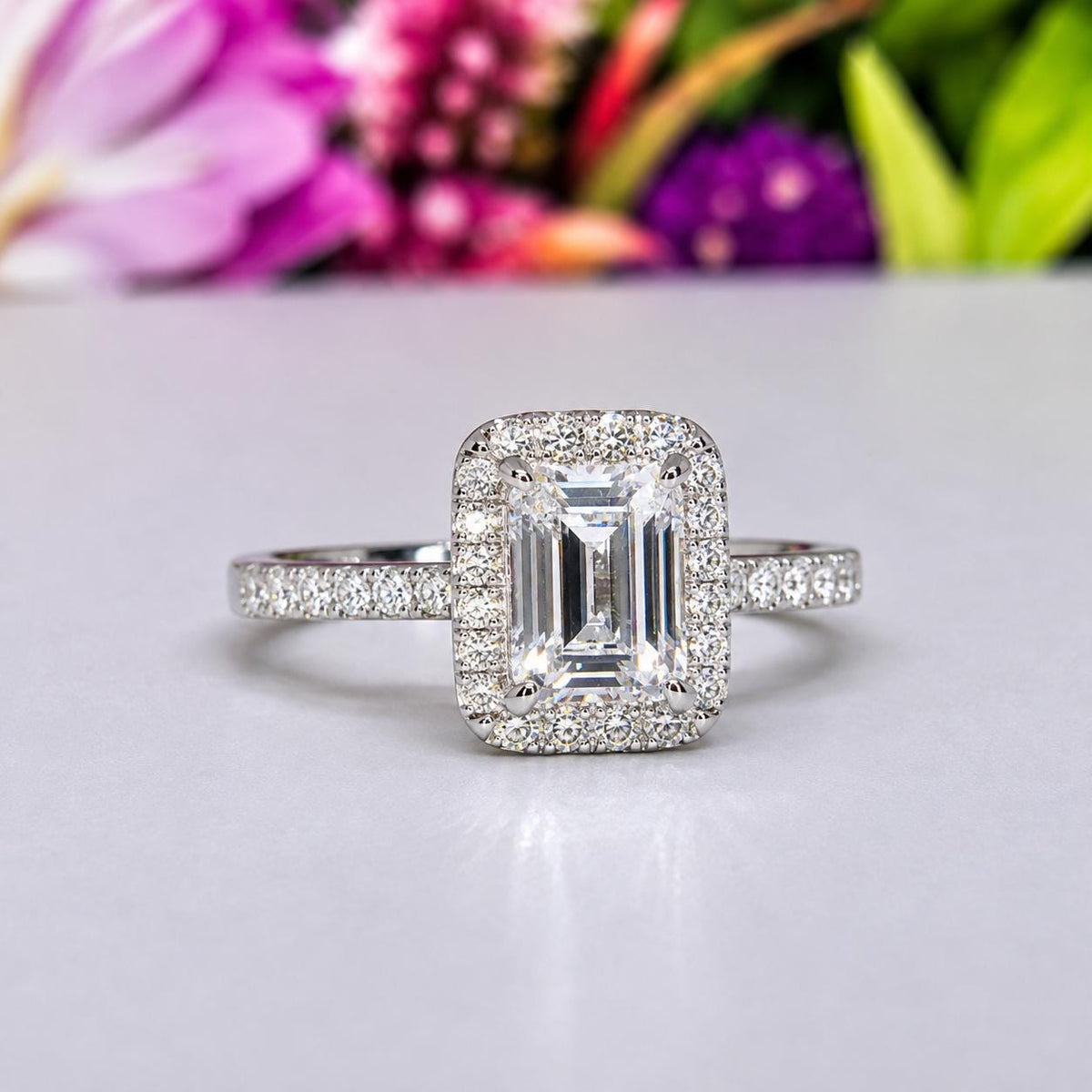 Radiant Cut 2 Carat Moissanite Diamond Engagement Promise Ring