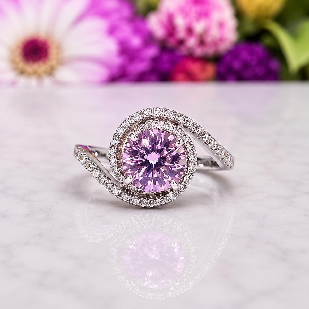 Pink 2 CT Sapphire Engagement Ring