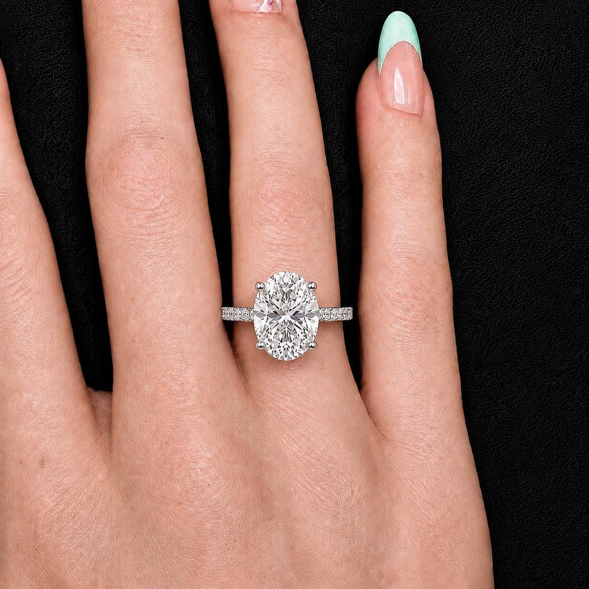 Oval Moissanite Ring 2.5 Carat Engagement Ring : 925 Sterling Silver