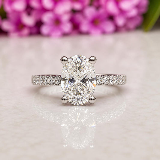 Oval Moissanite Ring 2.5 Carat Engagement Ring : 925 Sterling Silver