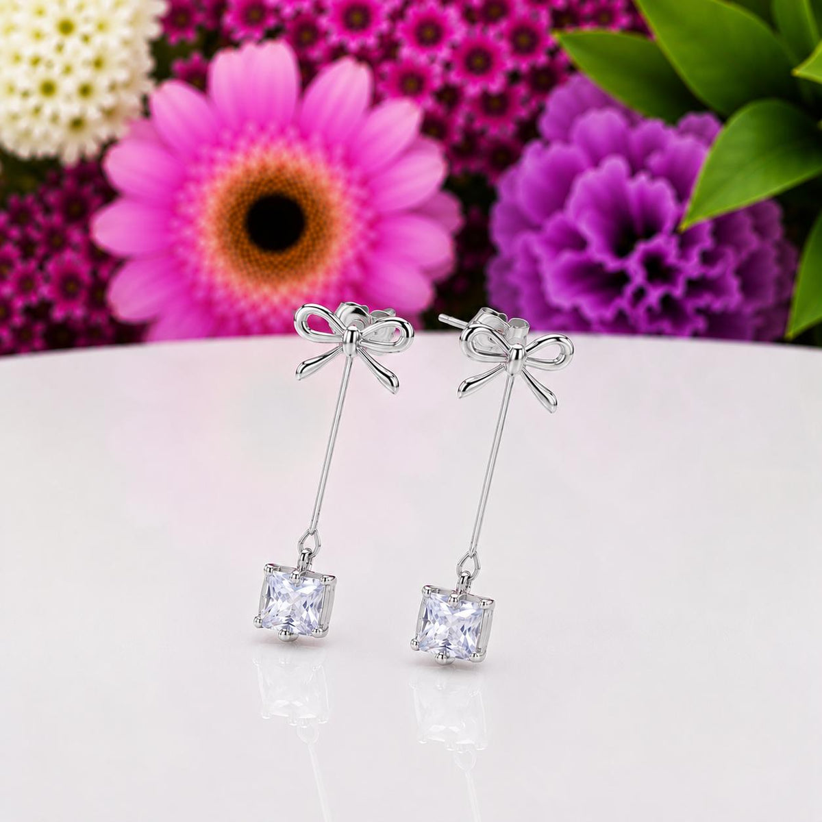 Bowknot Dangle Drop Earrings : 925 Sterling Silver
