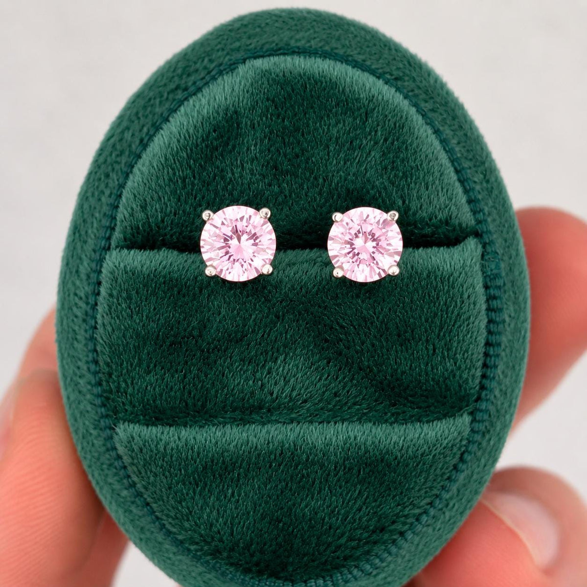 Pink Sapphire Sterling Silver Stud Earrings - 1 Carat, Gift Boxed