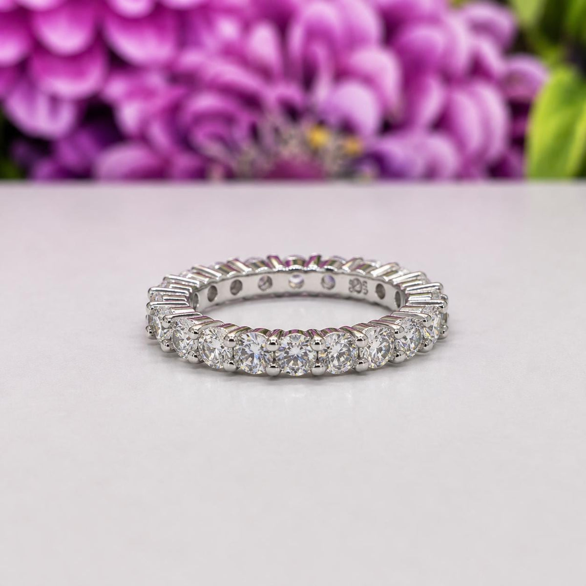 Moissanite Diamond Eternity Band Ring: 925 Sterling Silver