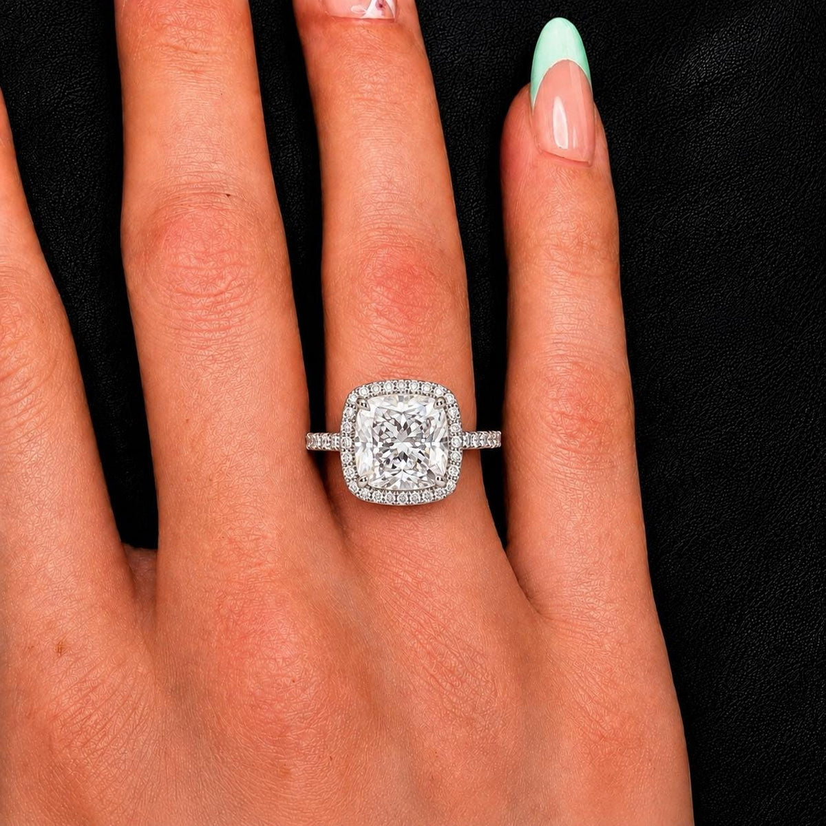 Cushion Cut 4 Ct Moissanite Engagement Ring : 925 Sterling Silver