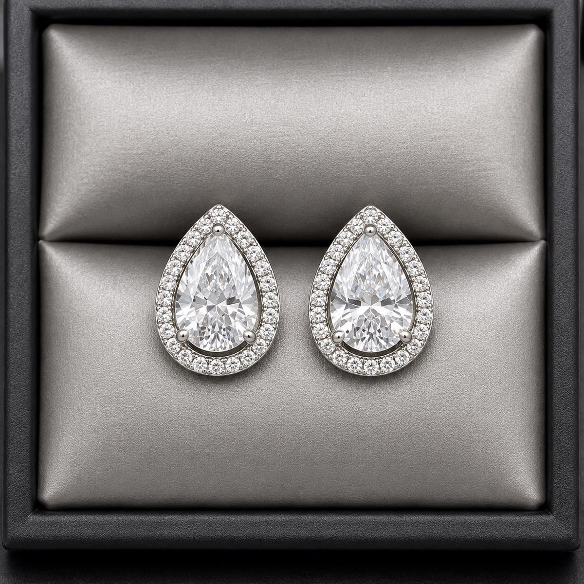 Pear Cut Stud Earrings 4 CT Moissanite Earrings: 925 Sterling Silver
