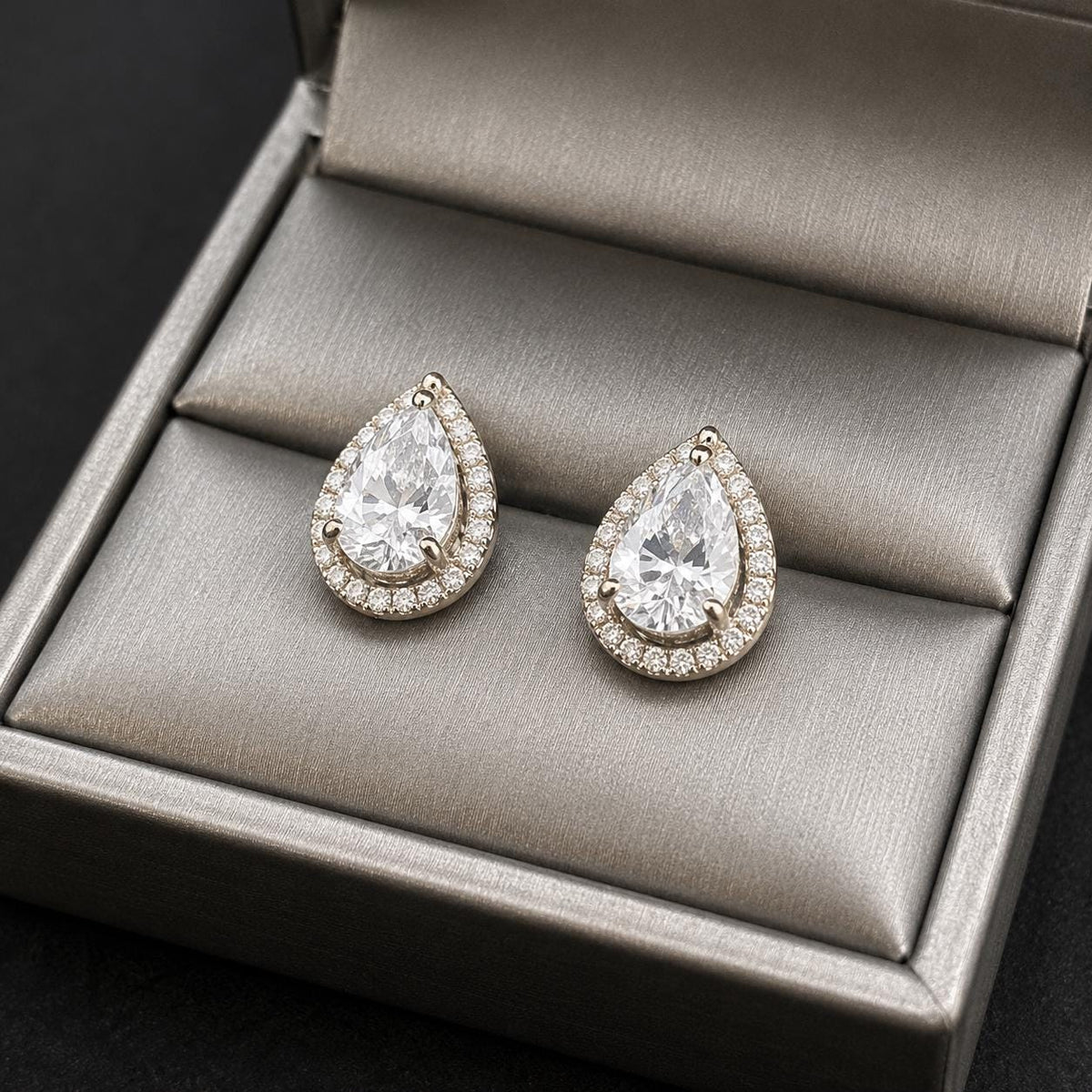 Pear Cut Stud Earrings 4 CT Moissanite Earrings: 925 Sterling Silver
