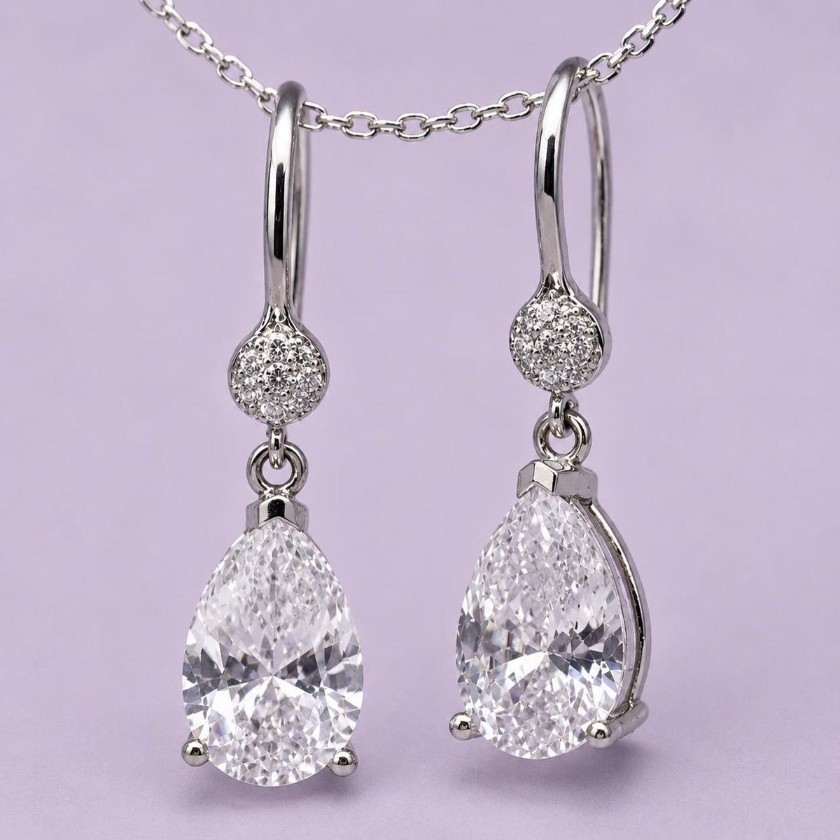 Pear Cut 4 Ct Moissanite Earrings Dangle Drop Earrings : 925 Sterling Silver