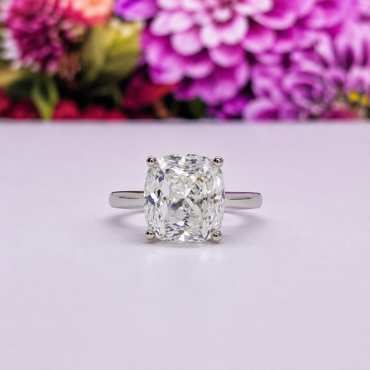 Cushion Cut 6 Ct Moissanite Engagement Ring : 925 Sterling Silver