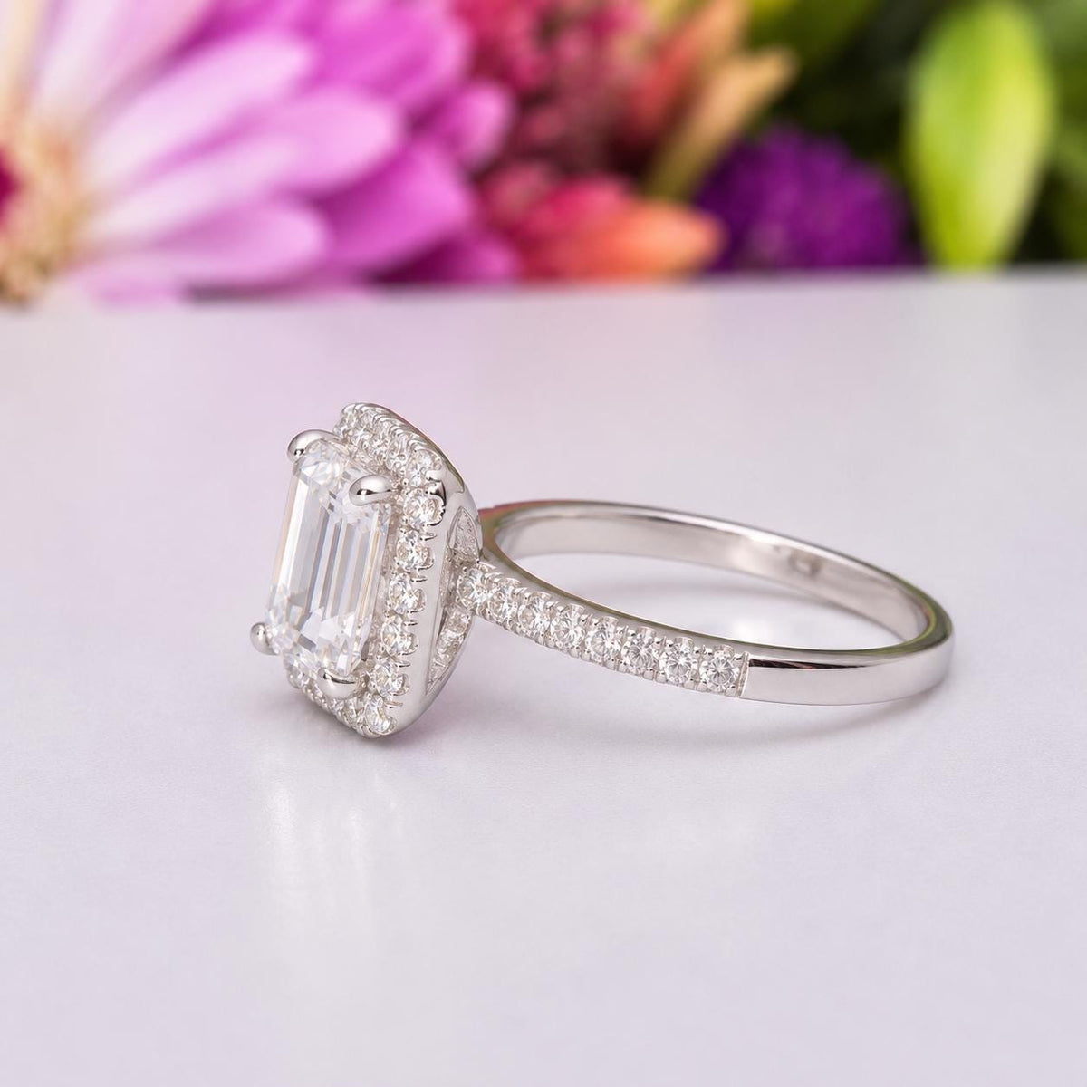 Radiant Cut 2 Carat Moissanite Diamond Engagement Promise Ring