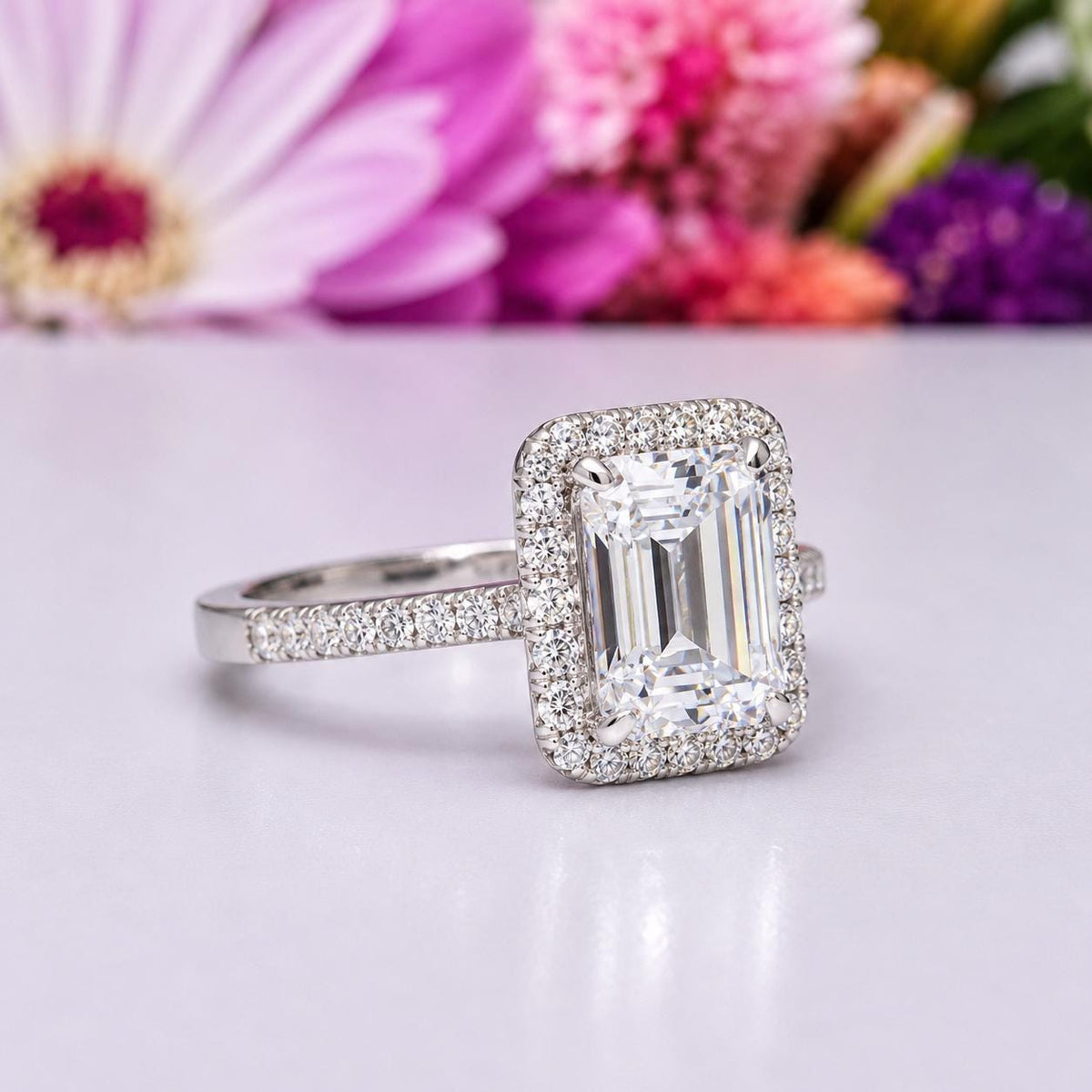 Radiant Cut 2 Carat Moissanite Diamond Engagement Promise Ring