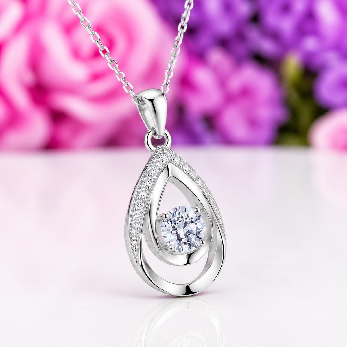 Round Cut Bridesmaid Necklace 1 Ct Moissanite : 925 Sterling Silver