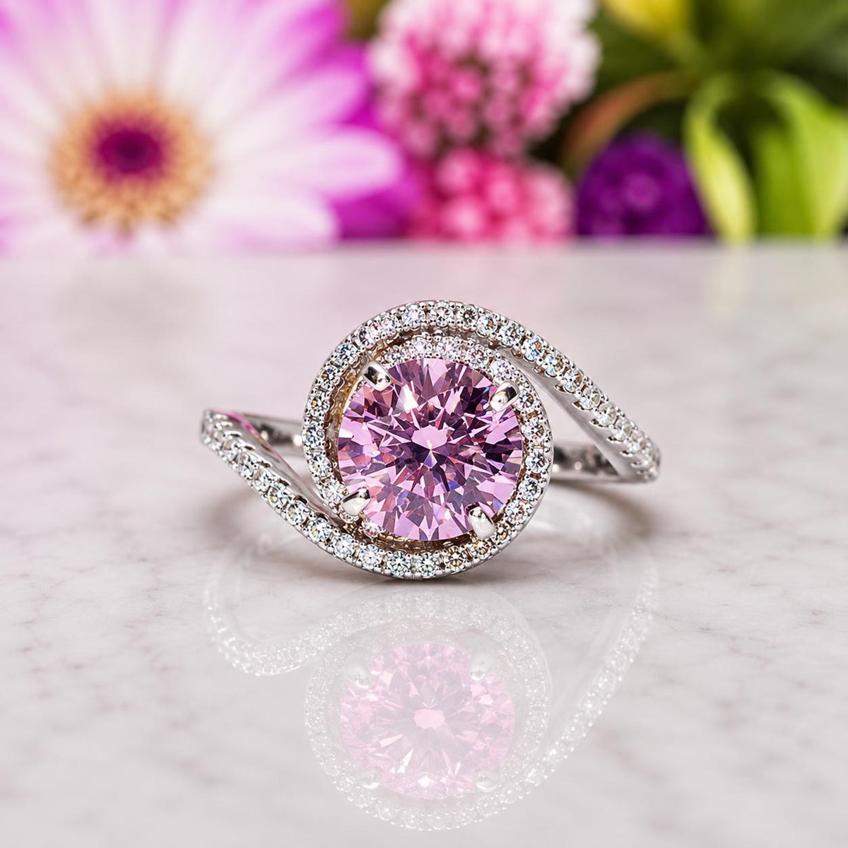 Pink 2 CT Sapphire Engagement Ring