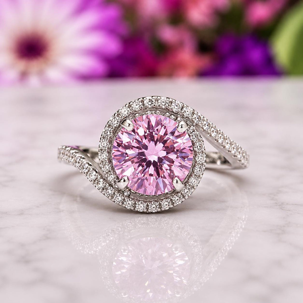 Pink 2 CT Sapphire Engagement Ring