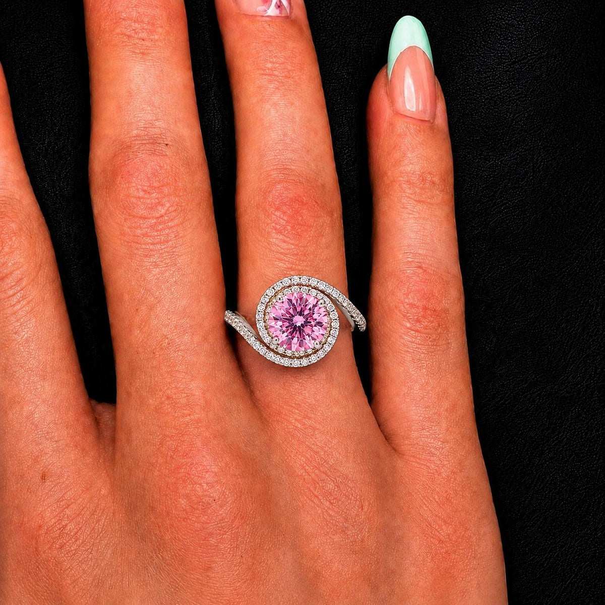 Pink 2 CT Sapphire Engagement Ring
