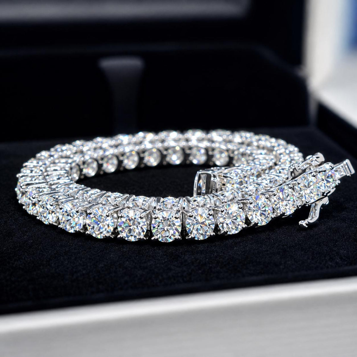 Moissanite Diamond Tennis Bracelet: 14K Gold Vermeil Plated 925 Silver
