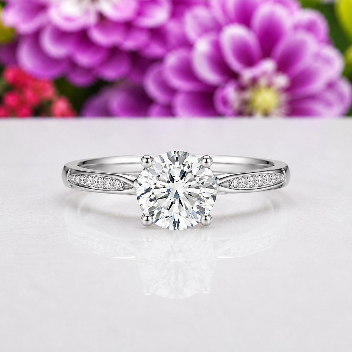 Round Cut 3 Carat Moissanite Diamond Engagement Wedding Ring : 925 Sterling Silver